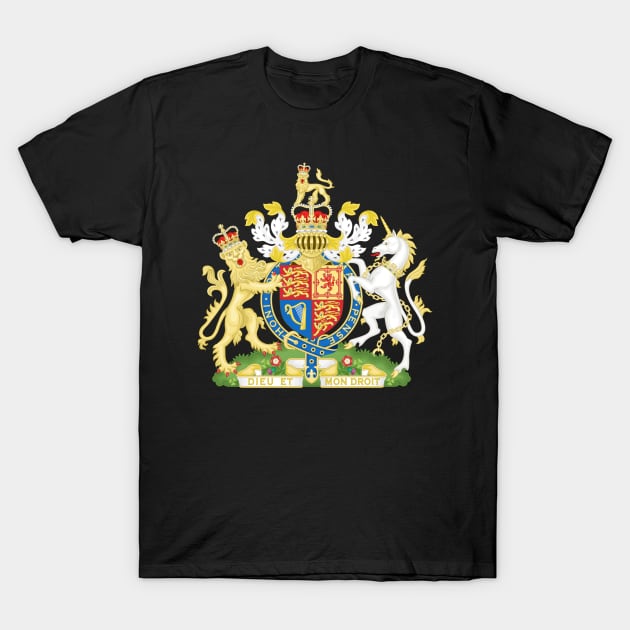 Royal Coat of Arms of the United Kingdom T-Shirt by Wickedcartoons